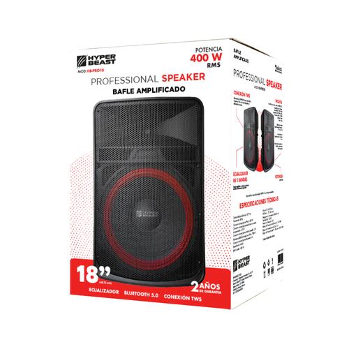 Bocina Bafle Hyper Beast 18" amplificado 400 RMS 102dB Bluetooth