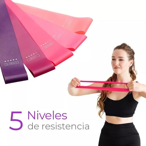 Kit Bandas Para Ejercicio Resistencia Elásticas 5 Niveles Yoga