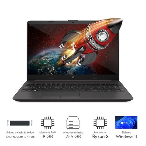 Laptop HP 245 G9 amd Ryzen 3-3250U 2C 8GB 256GB ssd Pcie 14Pulg HD W11H mx Black.