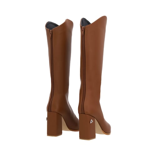 Platonia | Bota Larga Slim De Tacón Milan Cabra Piel Sintético Camel Para Mujer.