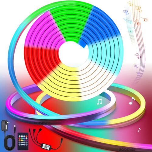 Tira De Luz Led Rgb De Neón Ip65 Flexible Bluetooth De 5m