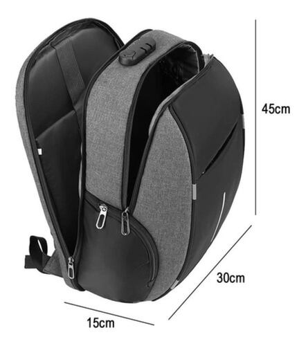 Mochila Impermeable Antirrobo Negra Gris