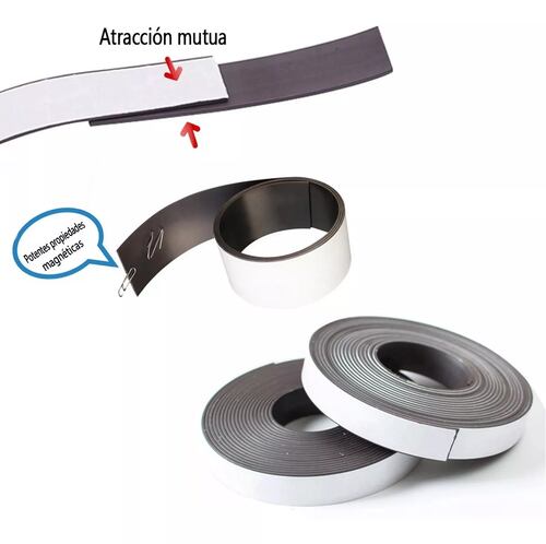 Imán Flexible Con Adhesivo En Rollo 10 Metros Magnetico
