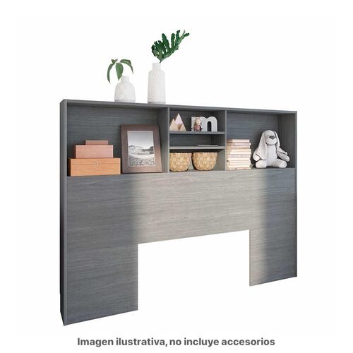 Librero Cabecera Queen Playcon Color Gris.