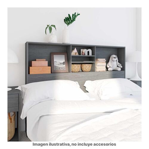 Librero Cabecera Queen Playcon Color Gris.