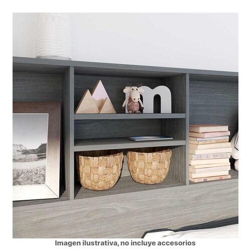 Librero Cabecera Queen Playcon Color Gris.