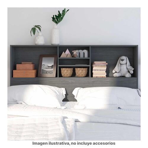 Librero Cabecera Queen Playcon Color Gris.