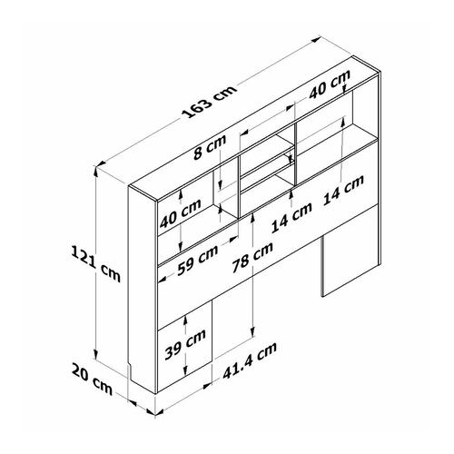 Librero Cabecera Queen Playcon Color Gris.