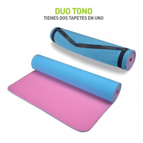 Tapete De Yoga  6 Mm Grosor Duo Tono C/banda Colgado Azul/Rosa