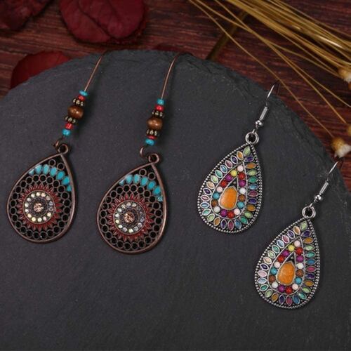 Aretes Bohemios Vintage Largos, Cortos 8 Pares Multicolor