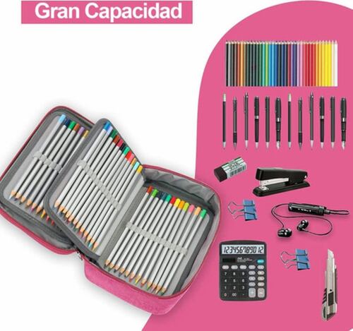 Estuche Para Lápices 72 Ranuras Organizador Escolar Rosa