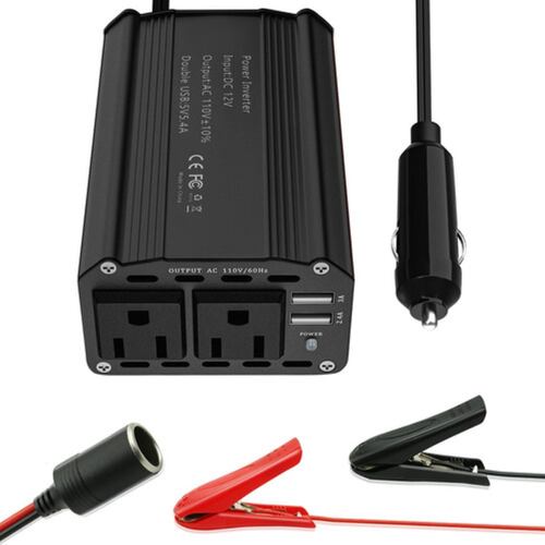 Inversor De Corriente Coche 12v A 110v 300w 2 Ca2 Negro