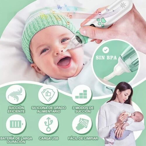 Aspirador Nasal Bebe Electrico Limpiador Blanco/Verde