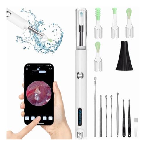Limpiador De Oido Inteligente Endoscopio Inalámbrico 14 Pcs Blanco