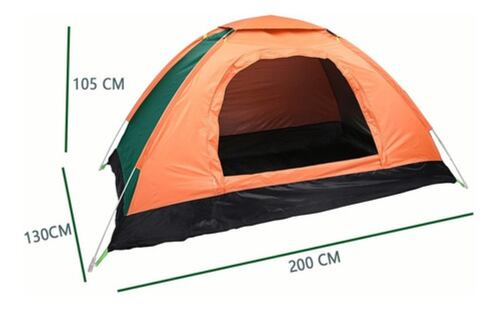 Tienda Campaña Exterior Campismo Impermeable Bolsa 2 Persona Naranja
