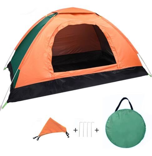 Tienda Campaña Exterior Campismo Impermeable Bolsa 2 Persona Naranja