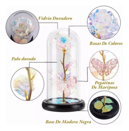 Flor Eterna Rosa Regalos Luz Botella Led Para Ella Con Caja