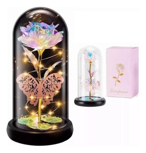 Flor Eterna Rosa Regalos Luz Botella Led Para Ella Con Caja