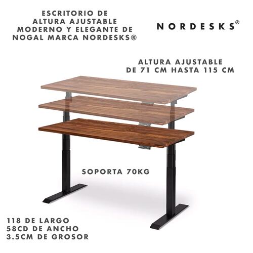 Escritorio De Altura Ajustable Estilo Nordico Marca Nordesks.