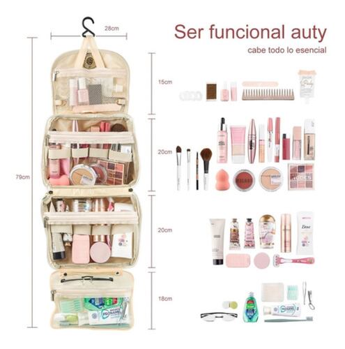 Neceser Profesional Caja Cosmetiquera De Viaje Mujer 14 En 1 Beige
