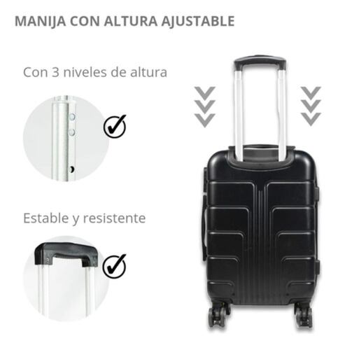 Maleta 10 Kg Cabina C/candado De Seguridad Doble Llanta Negro