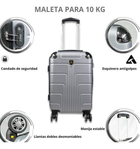 Maleta De Mano Para 10 Kg Llantas Dobles Desmontables Gris 