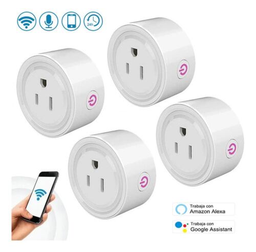 Enchufe Inteligente Wifi Con App, 4 Uds. Blanco