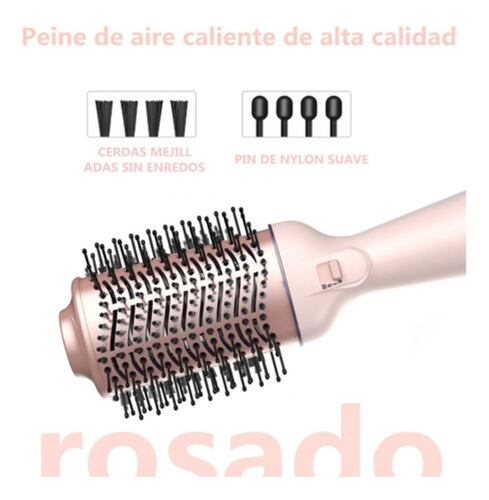 Cepillo Alaciador/rizador Y Secador De 4 En 1 Cepillo Secado Rosa