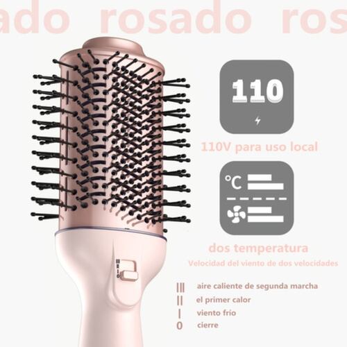 Cepillo Alaciador/rizador Y Secador De 4 En 1 Cepillo Secado Rosa