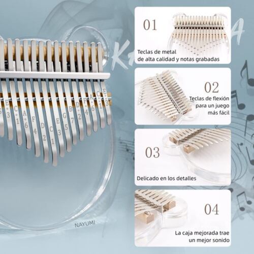 17 Teclas Kalimba Instrumento Musical Piano De Pulgar Transparente