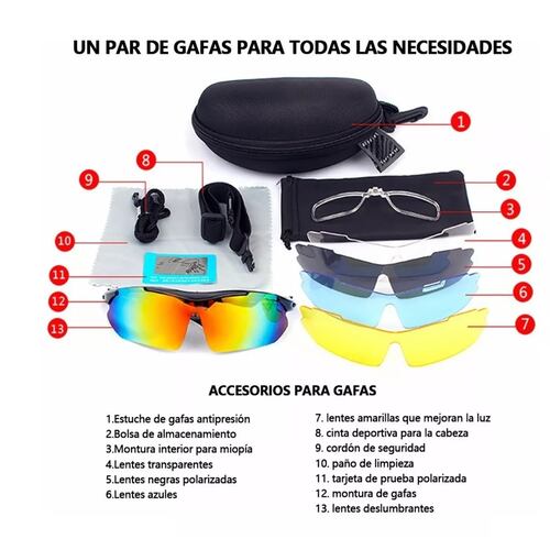 Gafas Tácticas Militares Motocicleta Polarizadas 5 Lentes