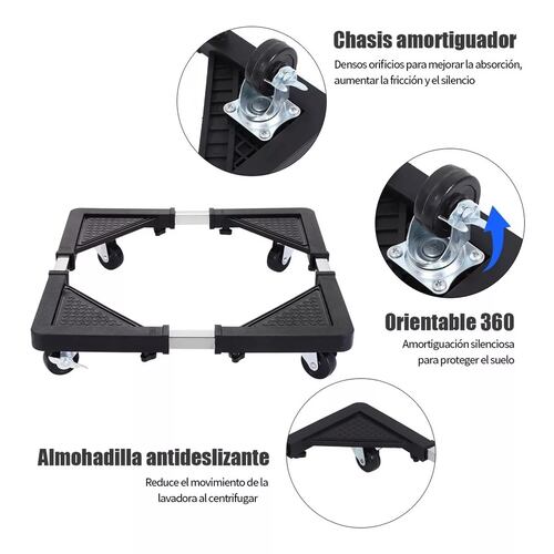 Base Soporte Movil Ajustable Refrigerador Lavadora Mueble