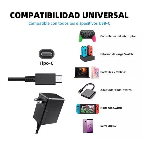 Ac Adaptador De Nintendo Switch/lite Cargador Rápido 1.5m