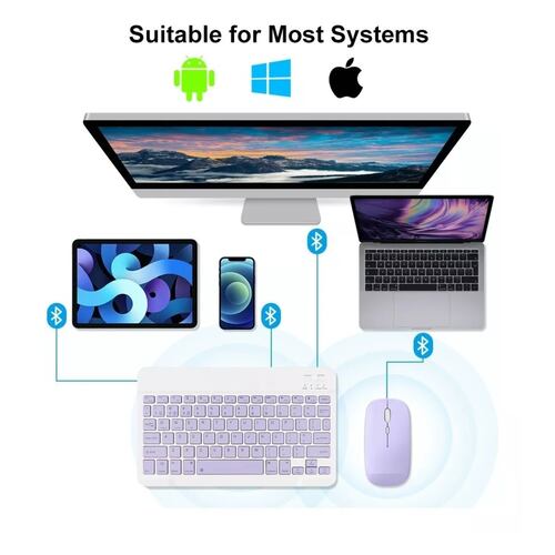 Combinación De Teclado Y Mouse Inalámbricos Para Pc iPad Blanco