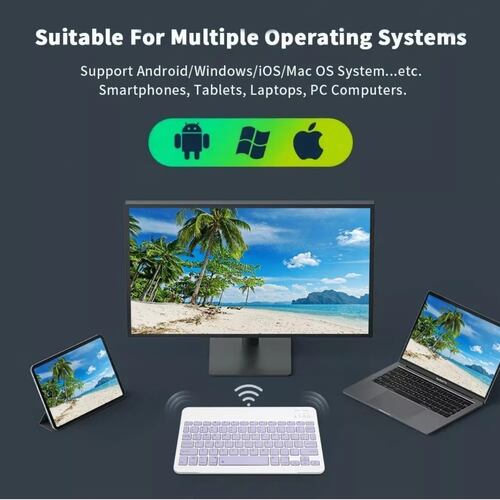 Combinación De Teclado Y Mouse Inalámbricos Para Pc iPad Blanco