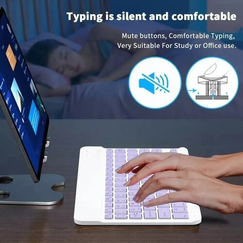 Combinación De Teclado Y Mouse Inalámbricos Para Pc iPad Blanco
