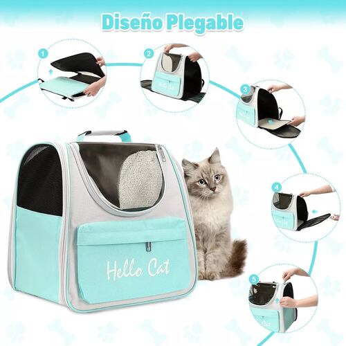 Mochila Transportadora Para Gato Perro Portátil Y Respirable Verde