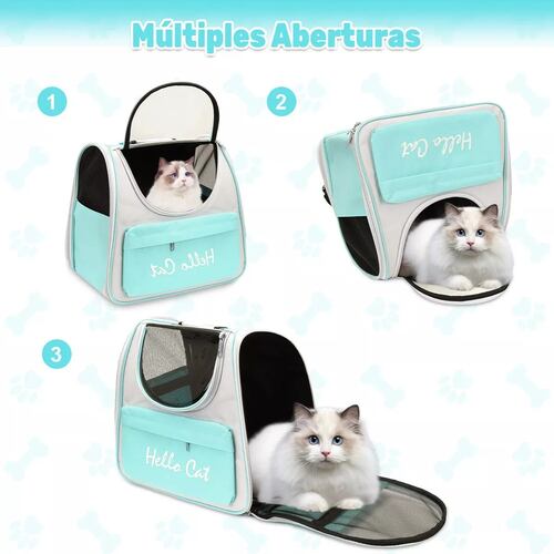 Mochila Transportadora Para Gato Perro Portátil Y Respirable Verde