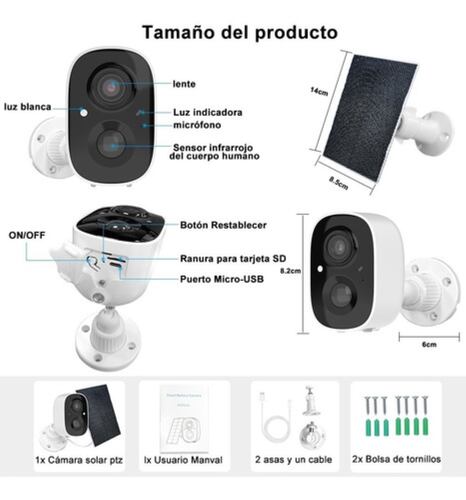 Cámara De Seguridad Wifi Solar,no Requiere Hub C/panel Solar Blanco