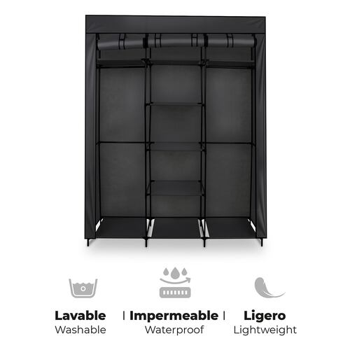 AGBOX Armario Para Ropa Portatil Negro 1.70mts AG-CW29N.