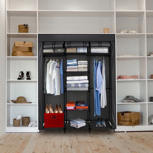 AGBOX Armario Para Ropa Portatil Negro 1.70mts AG-CW29N.