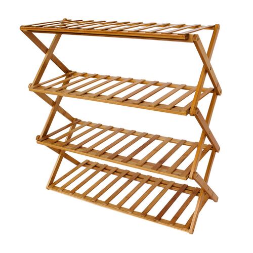 AGBOX Zapatera Estante Plegable de Bambu 4 Niveles  TH-ZAPBAM01.
