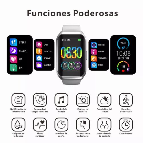 Reloj Inteligente Deportivo Smartwatch Bluetooth 1.57 Plateado