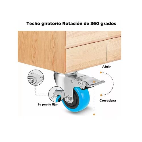 Kit De Ruedas Giratorias De Pvc C/freno De 4inch Azul