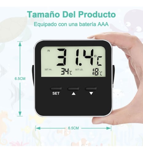 Termómetro Digital Con Sonda Para Reptil Terrario Incubadora Negro
