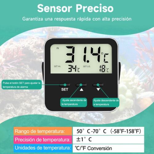 Termómetro Digital Con Sonda Para Reptil Terrario Incubadora Negro