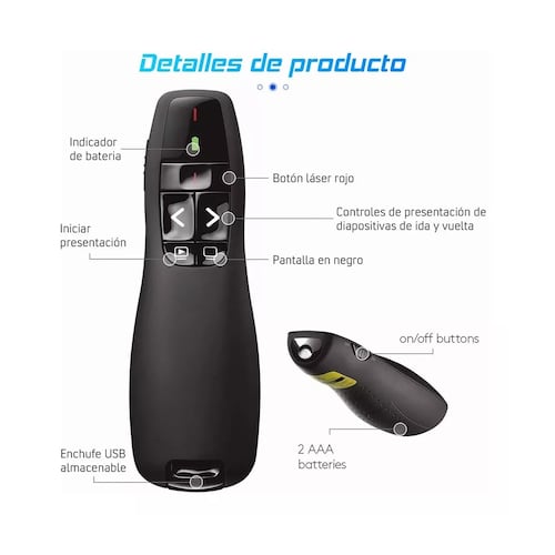 Apuntador Presentador Láser Inalámbrico Remota Con Usb