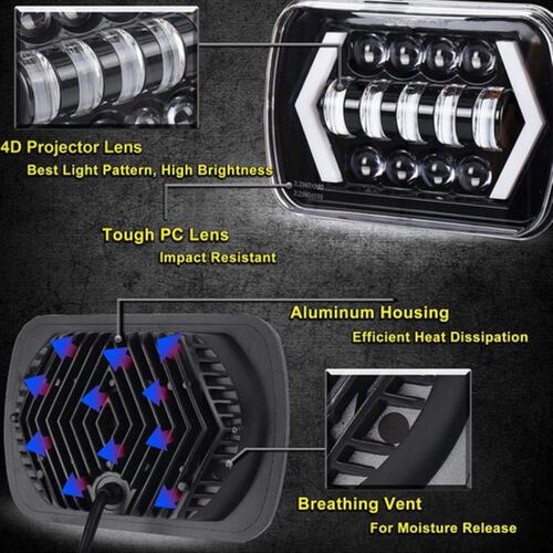Par Faros 5x7 Para Cherokee Nissan Toyota Pickup D21 Yj Xj