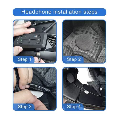 Audífonos Para Casco De Motos 2pcs Bluetooth Impermeable Negro