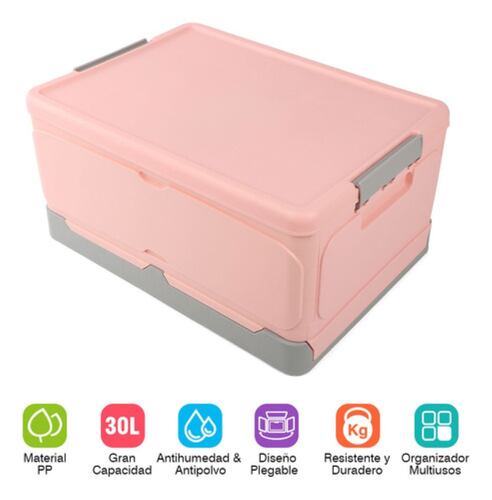 Caja Almacenamiento Plegable Plástico Organizador Con Tapa Azul